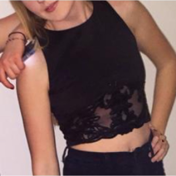 LEATHER DETAIL CROP TOP - Picture 1 of 3